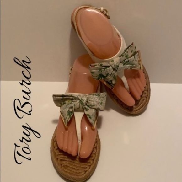 Tory Burch Ivory Box Penny Sandals - Picture 1 of 5